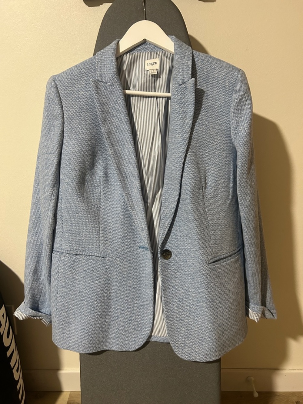 J. Crew Light Blue Herringbone Blazer